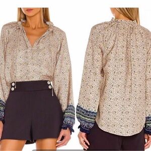 Veronica Beard Silk Antionette Peasant Blouse size 2, x-small